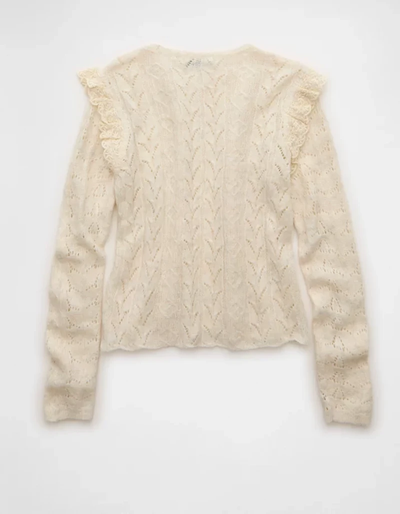 Chandail à volants en dentelle AE