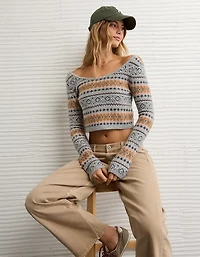 Chandail court à encolure dégagée si doux Whoa AE