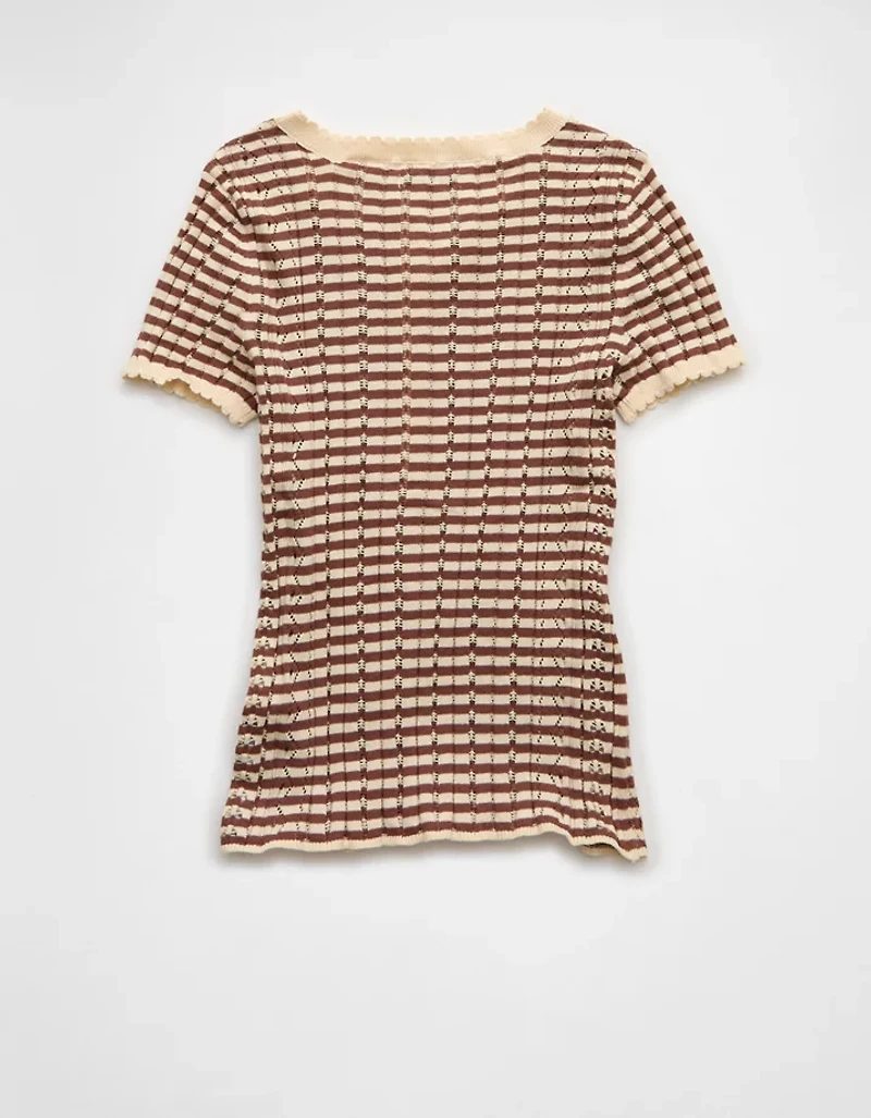 AE Henley Pointelle Sweater T-Shirt