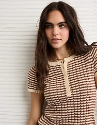 AE Henley Pointelle Sweater T-Shirt