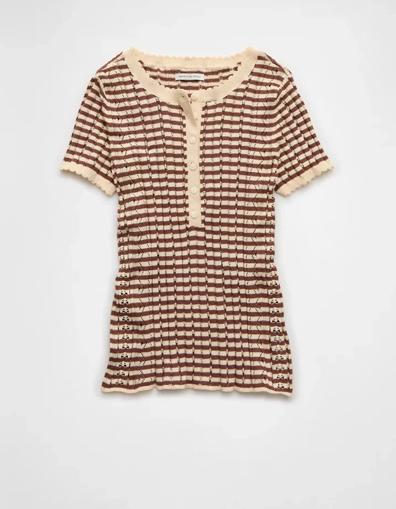 AE Henley Pointelle Sweater T-Shirt