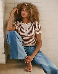 AE Henley Pointelle Sweater T-Shirt