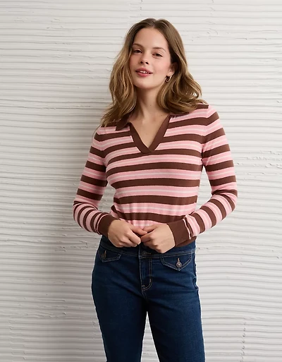 AE Cropped Polo Sweater