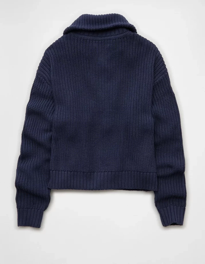 Tricot côtelé à demi-fermeture glissière AE