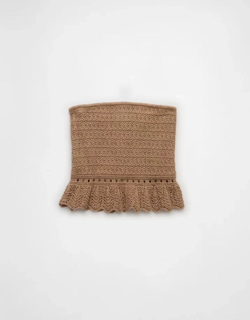 AE Crochet Cropped Peplum Tube Top