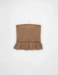 AE Crochet Cropped Peplum Tube Top