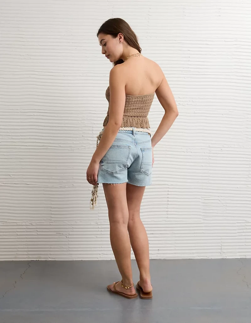 AE Crochet Cropped Peplum Tube Top