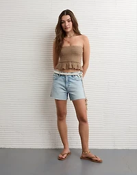 AE Crochet Cropped Peplum Tube Top