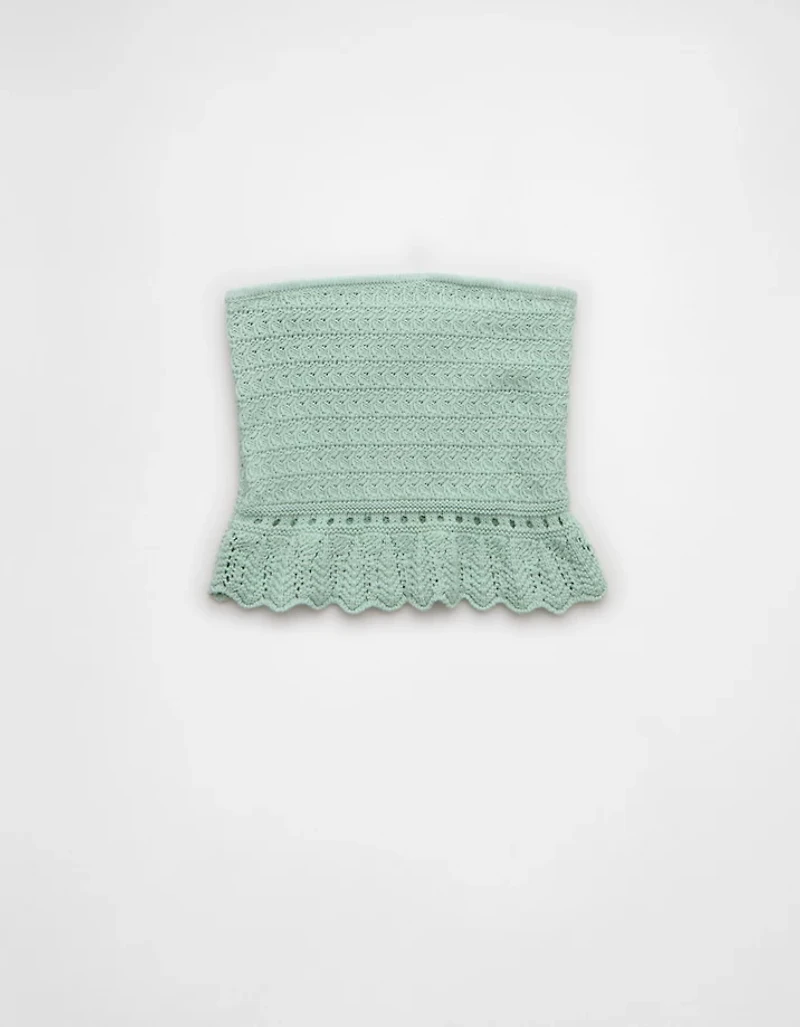 AE Crochet Cropped Peplum Tube Top