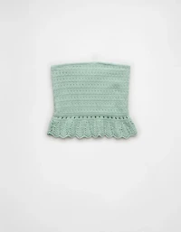 AE Crochet Cropped Peplum Tube Top