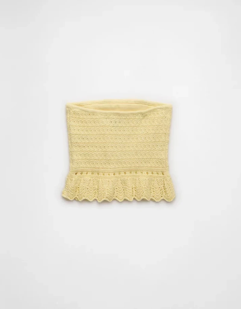 AE Crochet Cropped Peplum Tube Top