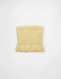 AE Crochet Cropped Peplum Tube Top