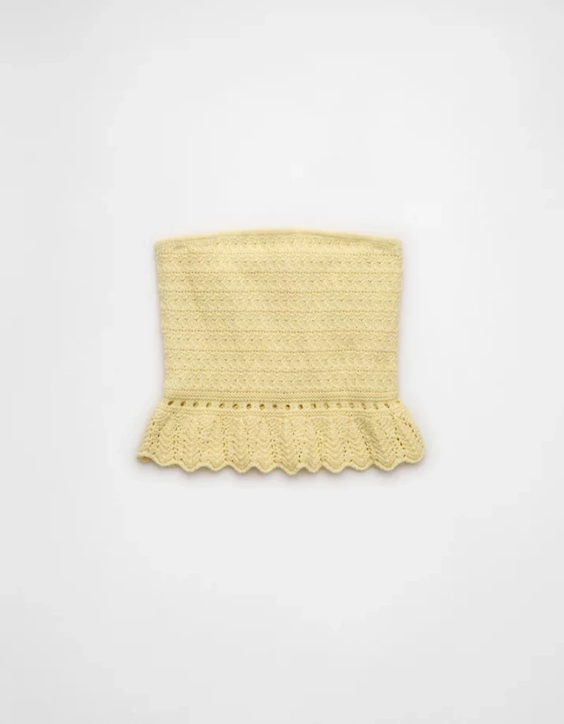 AE Crochet Cropped Peplum Tube Top
