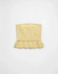 AE Crochet Cropped Peplum Tube Top