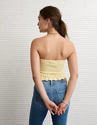 AE Crochet Cropped Peplum Tube Top