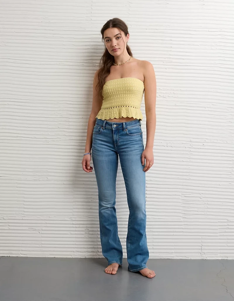 AE Crochet Cropped Peplum Tube Top