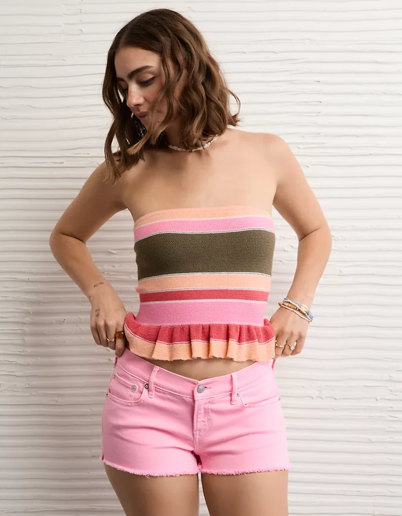 Bustier tubulaire en tricot à basque AE