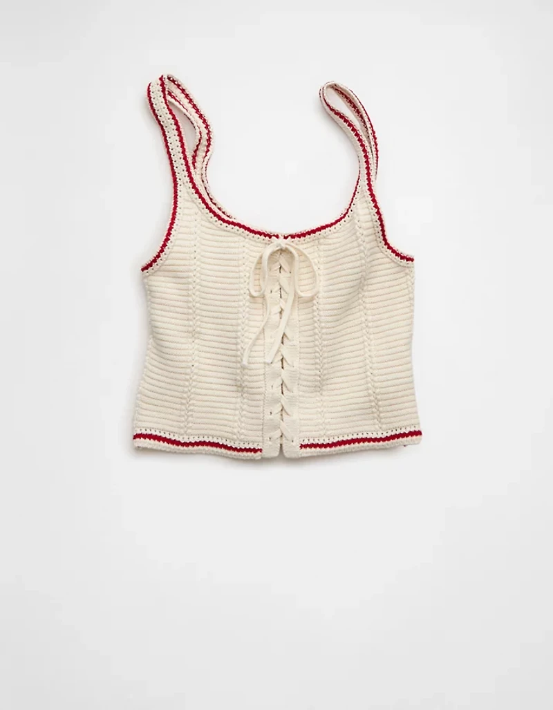 AE Lace-Up Knit Tank Top