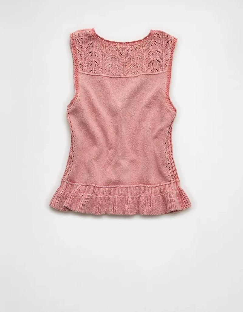 AE Ruffle Hem V-Neck Sweater Tank