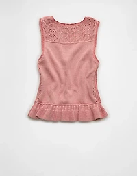 AE Ruffle Hem V-Neck Sweater Tank