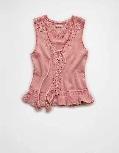 AE Ruffle Hem V-Neck Sweater Tank