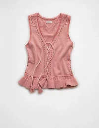 AE Ruffle Hem V-Neck Sweater Tank