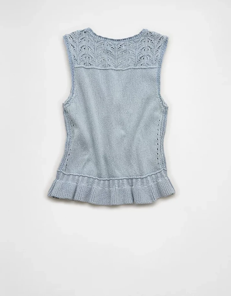 AE Ruffle Hem V-Neck Sweater Tank