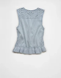 AE Ruffle Hem V-Neck Sweater Tank