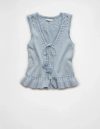 AE Ruffle Hem V-Neck Sweater Tank