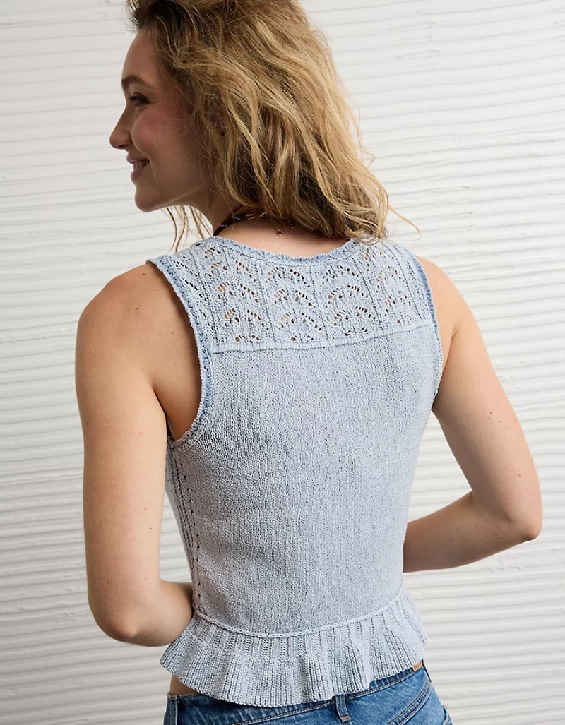 AE Ruffle Hem V-Neck Sweater Tank