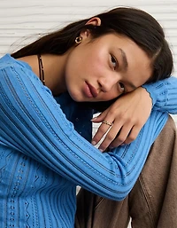 Haut henley en tricot pointelle AE