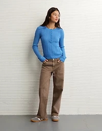 Haut henley en tricot pointelle AE