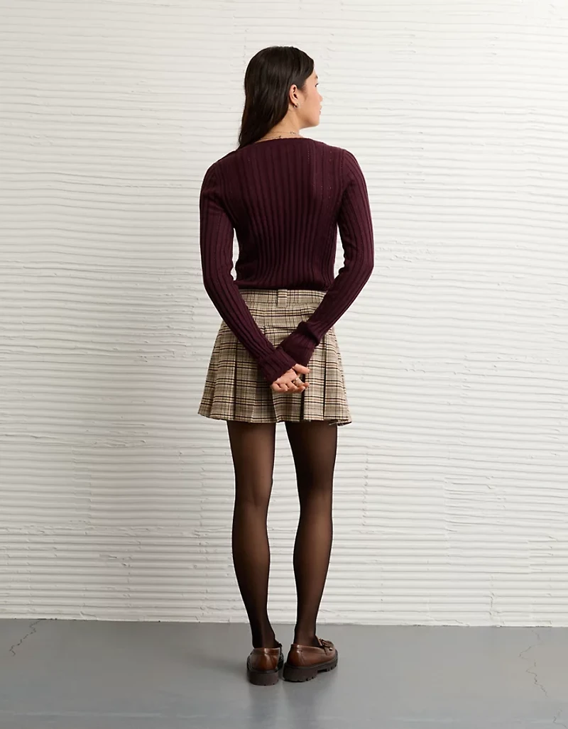 AE Pointelle Henley Sweater Top