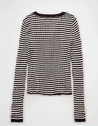 AE Pointelle Henley Sweater Top