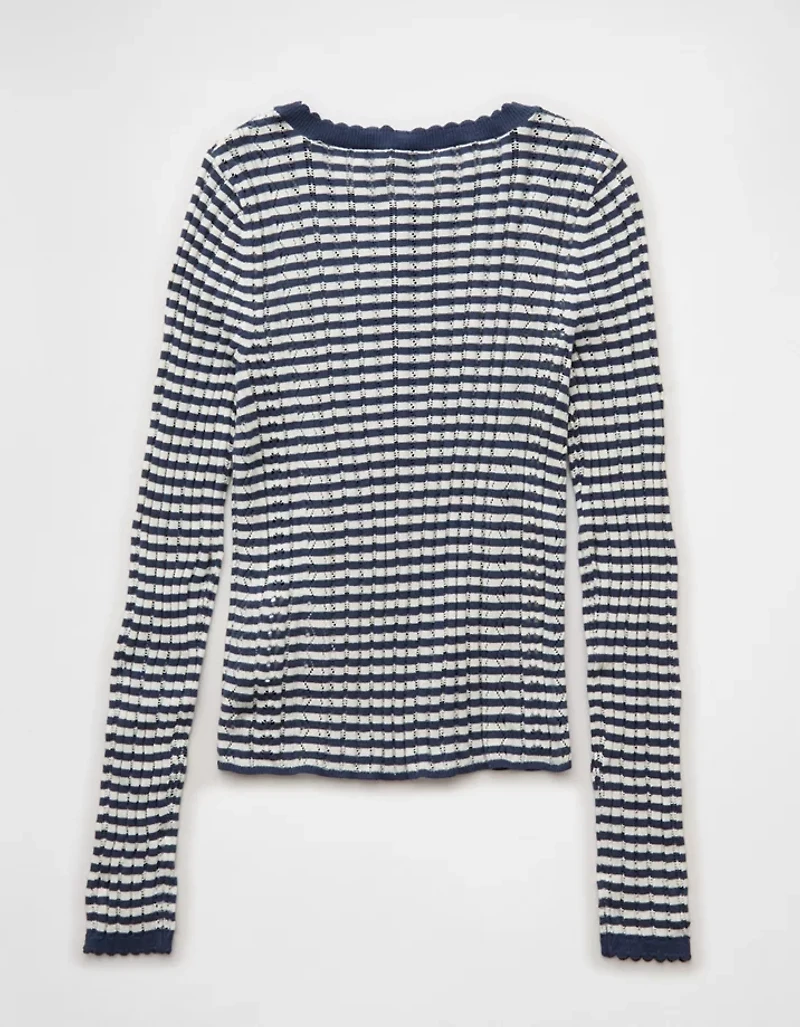 Haut henley en tricot pointelle AE