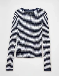 Haut henley en tricot pointelle AE