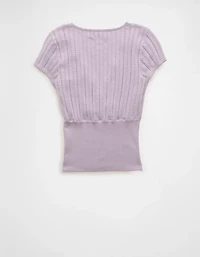T-shirt en tricot à taille croisée encolure V AE