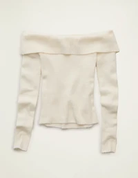 AE Whoa So Soft Off-The-Shoulder Foldover Sweater Top