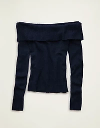 AE Whoa So Soft Off-The-Shoulder Foldover Sweater Top
