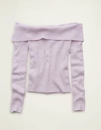 AE Whoa So Soft Off-The-Shoulder Foldover Sweater Top