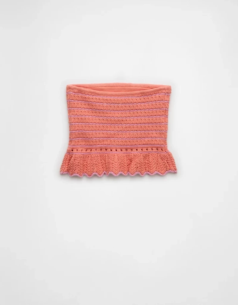 AE Crochet Cropped Peplum Tube Top
