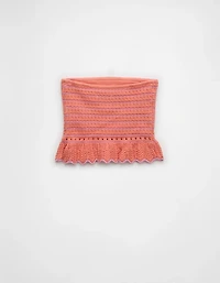 AE Crochet Cropped Peplum Tube Top