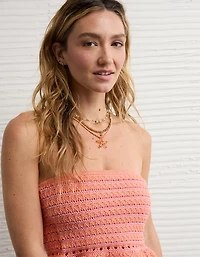 AE Crochet Cropped Peplum Tube Top