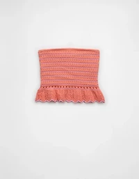 AE Crochet Cropped Peplum Tube Top