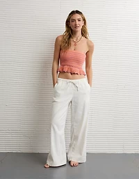 AE Crochet Cropped Peplum Tube Top