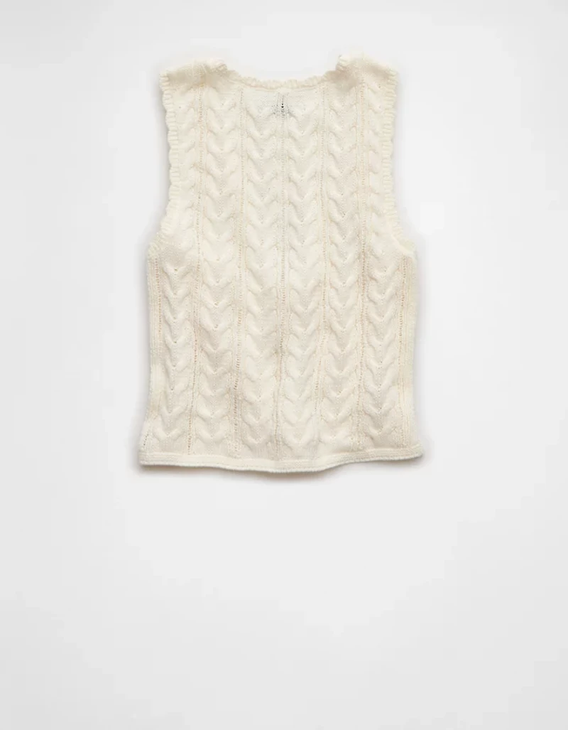 AE Cable-Knit Tie-Front Sweater Vest