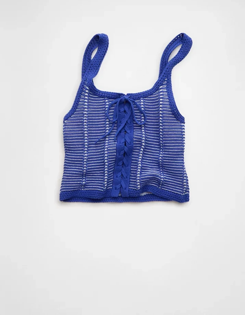 AE Lace-Up Knit Tank Top