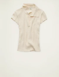 AE V-Neck Cable Knit Sweater Polo