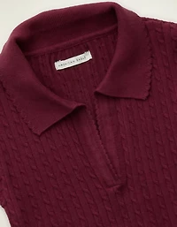 AE V-Neck Cable Knit Sweater Polo