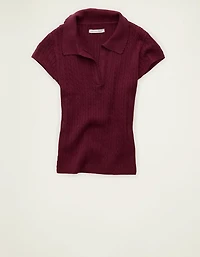 AE V-Neck Cable Knit Sweater Polo